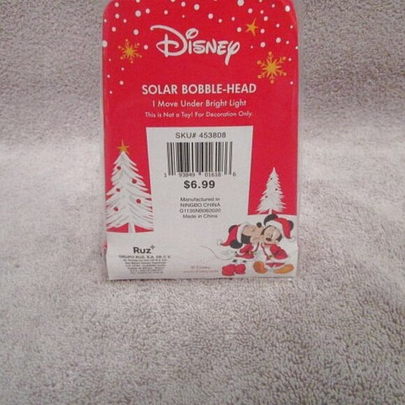 Disney Minnie Mouse Solar Powered Dancing Bobblehead Toy Christmas Holiday NEW - Picture 8 of 8